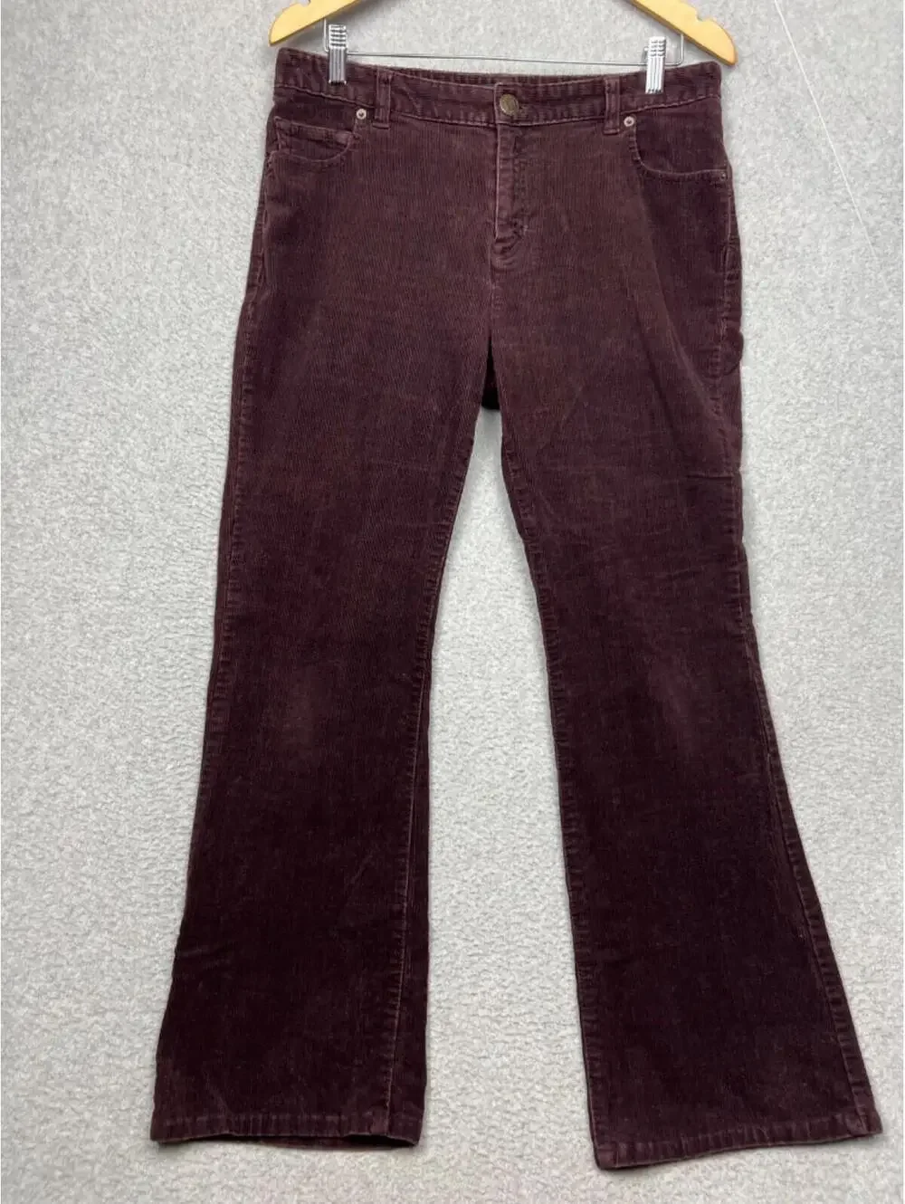 Lands' End Modern Fit Womens 10 Corduroy Pants Straight Leg Burgundy Casual